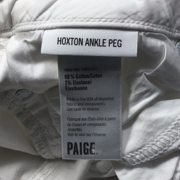 PAIGE Hoxton Ankle Peg -Optic White Ankle Fray Jeans Size 30 - Picture 8 of 8
